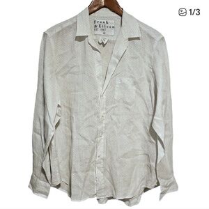 Frank & Eileen The Eileen Linen Button Up Shirt in Light Grey Dot Size Large
